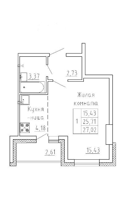 Студия, Монолитно-каркасный, Глазная больница