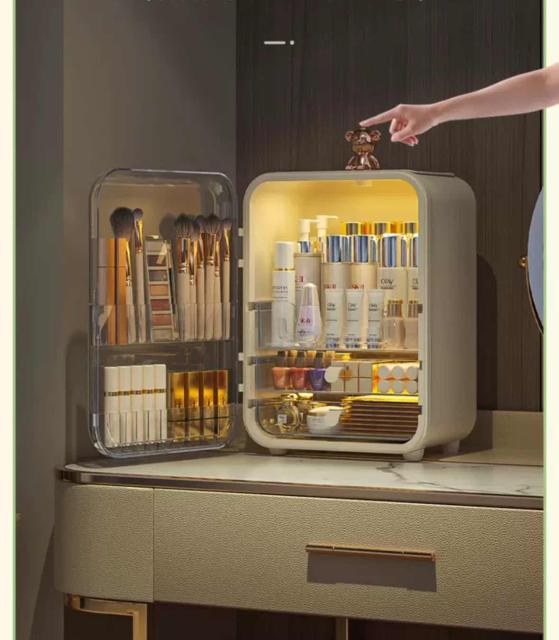косметический бокс с крутящейся стрелкой. органайзер с подсветкой. органайзер для косметики tdk-005. чемодан с косметикой. настольный аквариум.